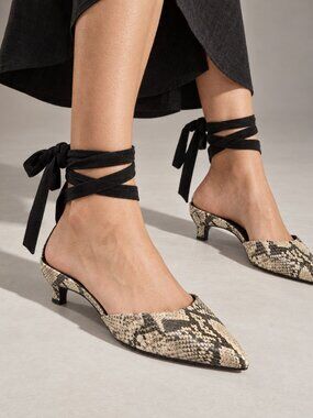 SCHUTZ Barbrah Snake Print Pointed Toe Wrap Flats 7.5B NIB